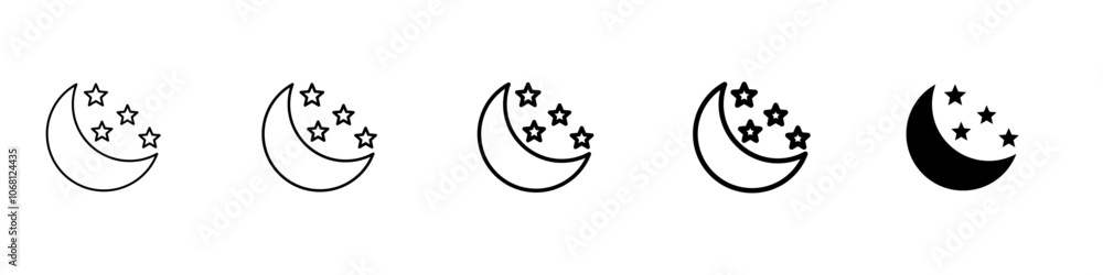 moon and star icon Simple outline illustration moon and star icon Simple outline illustration