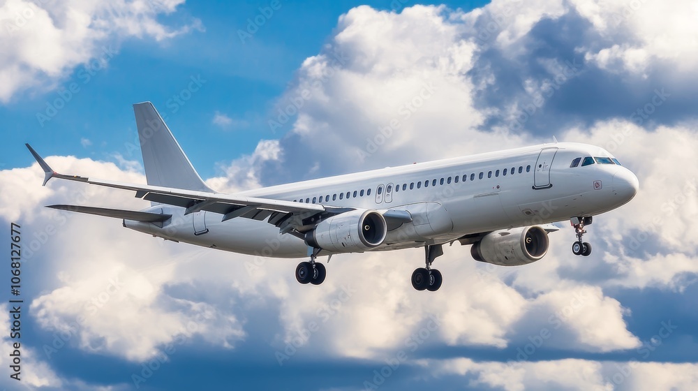 White passenger airplane flying in the sky amazing clouds in the background - travel by air transport White passenger airplane flying in the sky amazing clouds in the background - travel by air transport