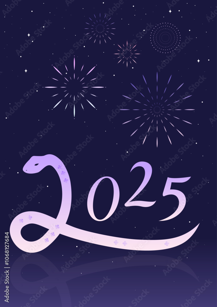 Fototapeta premium 2025 New Year Illustration with Snake.