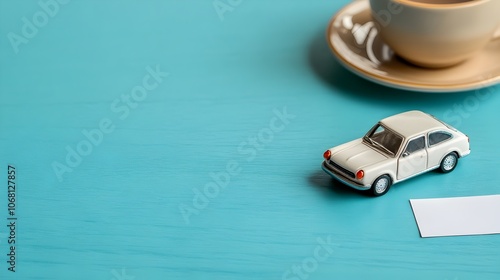 Wallpaper Mural A close up image showcasing a car insurance policy folder placed on a desk accompanied by a toy car model and a cup of coffee Torontodigital.ca