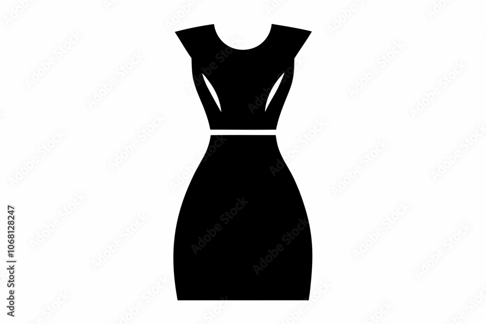 Dress silhouette, black dress icon vector, women dress Dress silhouette, black dress icon vector, women dress