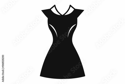 Dress silhouette, black dress icon vector, women dress