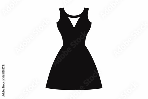 Dress silhouette, black dress icon vector, women dress