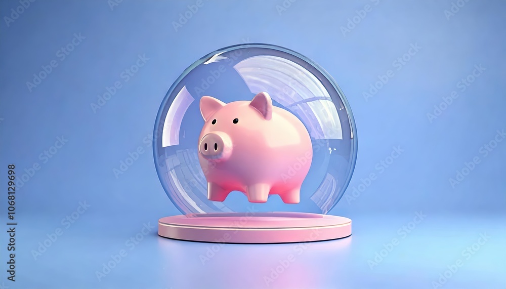 Ensure financial security by keeping your savings in a safe bubble with a piggy bank illustration Ensure financial security by keeping your savings in a safe bubble with a piggy bank illustration