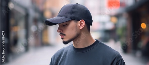 Lightweight baseball cap with a curved brim and subtle logo design, casual urban setting