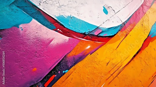 A fragment of colorful graffiti painted on a wall abstract urban background for design spray painting art