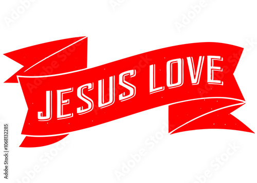 Jesus Typography Vector Design with Ribbon | Christian Religious Graphic Element