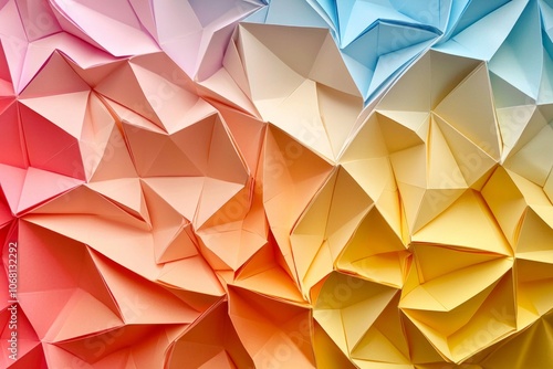 Folded paper in clean pattern with gradient colors 