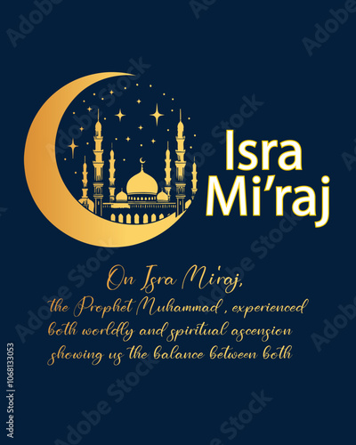Isra and mi'raj panoramic design for gradient color