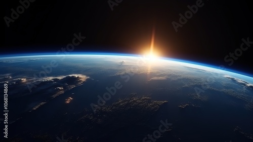 Sunrise Over Earth from Space Perspective