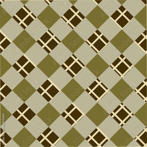 Checkered pattern, abstract, Geometric, Lines, Illustration, vector, alternating overlapping, orderly arrangement background, brown green, and Beige, banner, website, template. Retro