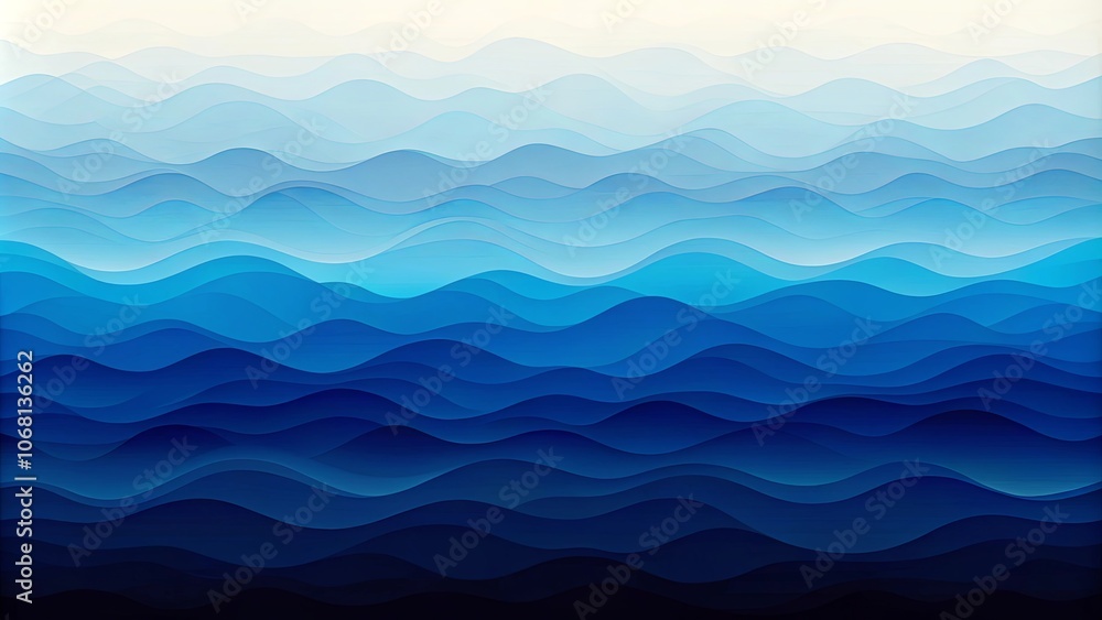 Fototapeta premium Abstract Gradient of Soothing Blue Hues in a Pattern of Wavy Layers