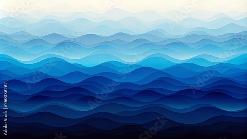 Abstract Gradient of Soothing Blue Hues in a Pattern of Wavy Layers