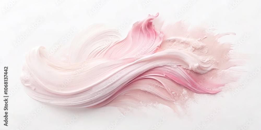 Delicate Abstract Swirls of Creamy Pink Hues on a Pristine White Background Delicate Abstract Swirls of Creamy Pink Hues on a Pristine White Background