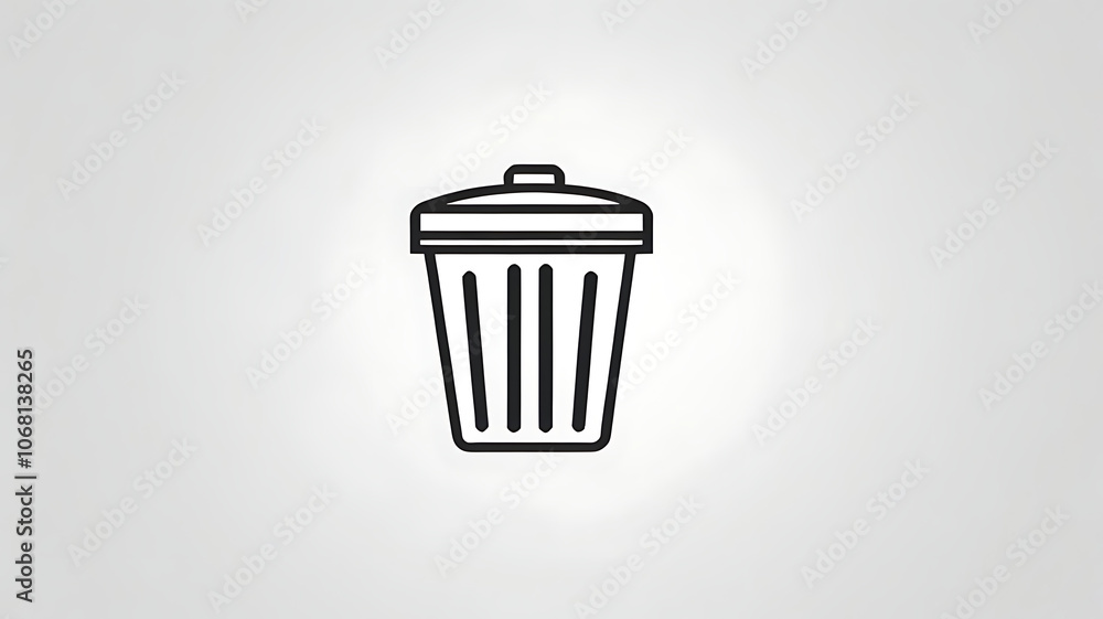 Minimalistic icon of a trash can symbol for delete and cleanup on white background. Minimalistic icon of a trash can symbol for delete and cleanup on white background.
