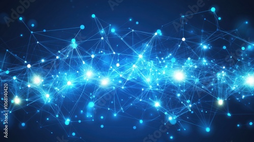 Wallpaper Mural Digital Network of Lines and Points on Dark Blue Background Torontodigital.ca