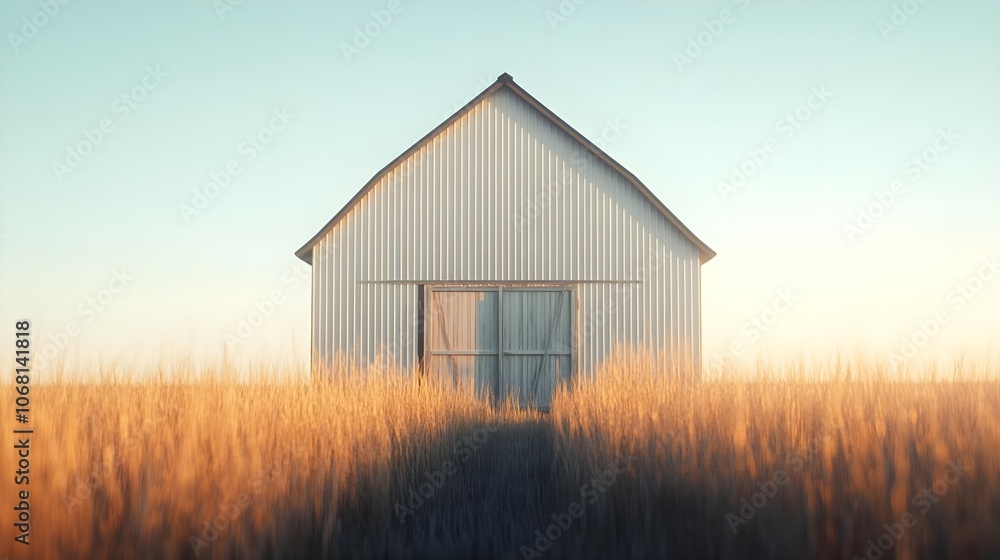 Barn in Field at Sunset Barn in Field at Sunset