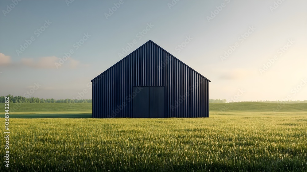 Modern Barn in Field Modern Barn in Field