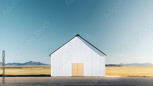 Minimalist White House Desert Landscape