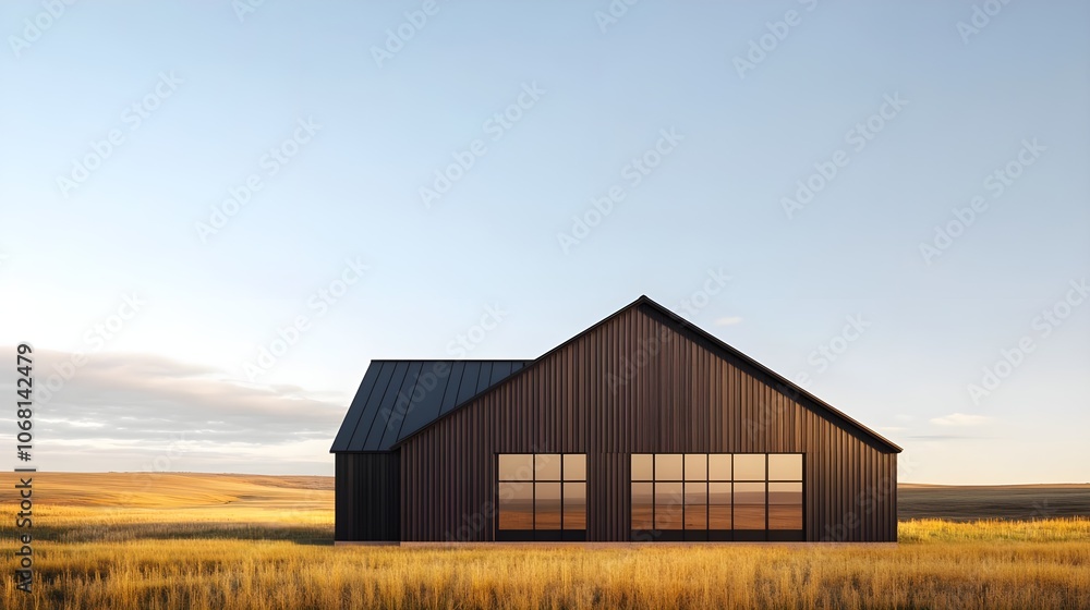 Modern Farmhouse in Field Modern Farmhouse in Field