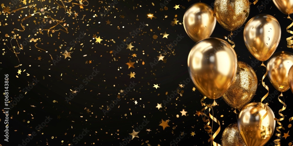 Golden Balloons and Confetti Celebration Golden Balloons and Confetti Celebration