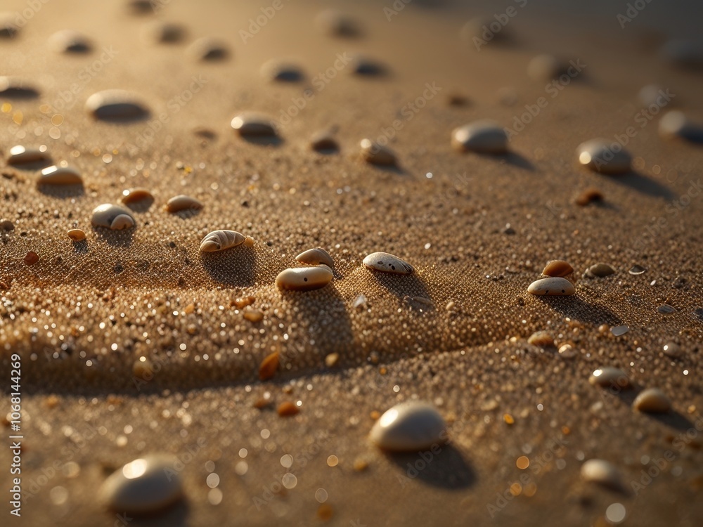 Seashells on a Sandy Beach at Sunset Seashells on a Sandy Beach at Sunset