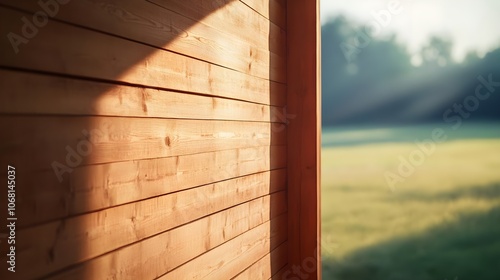 Wooden Wall Sunlight Meadow photo