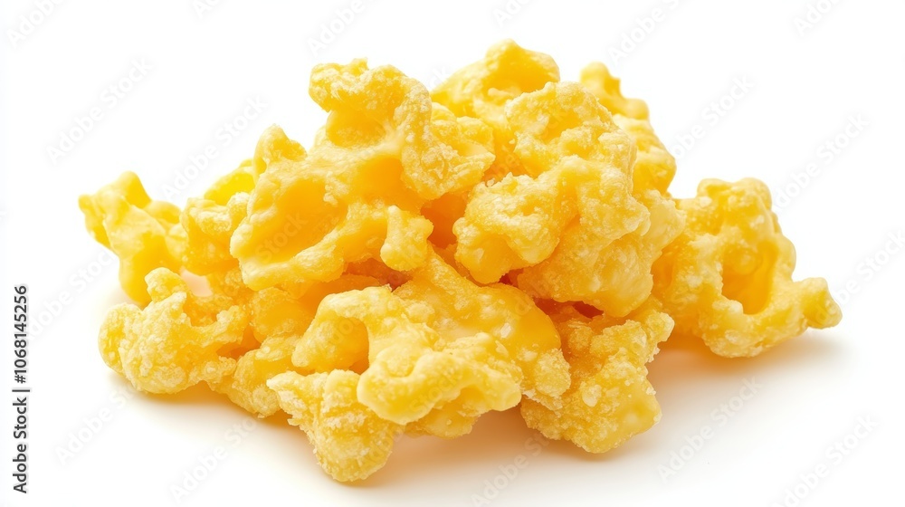 Crunchy cheese snacks isolated on white background Crunchy cheese snacks isolated on white background