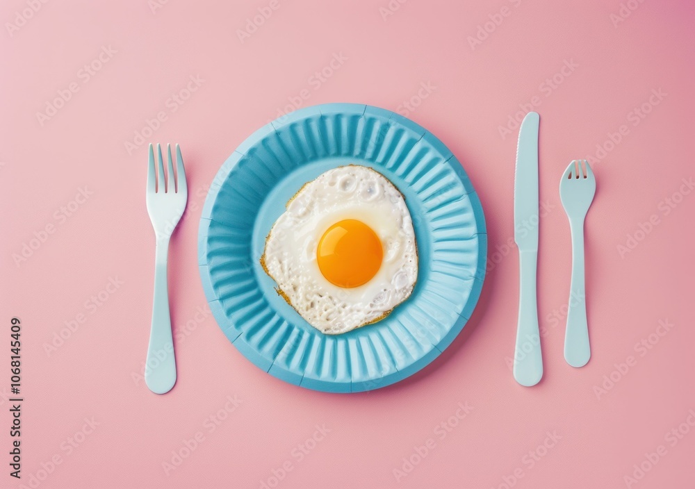 breakfast, egg, food, plate, pastel colors, pastel background, fork, knife, culinary art, minimalism A minimalistic representation of a fried egg on a light blue paper plate, set against a soft pink breakfast, egg, food, plate, pastel colors, pastel background, fork, knife, culinary art, minimalism A minimalistic representation of a fried egg on a light blue paper plate, set against a soft pink