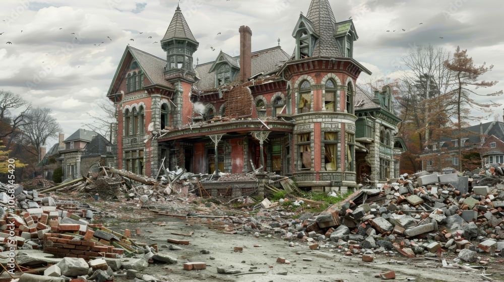 Obraz premium Crumbling Castle of Hopes Amidst Desolation