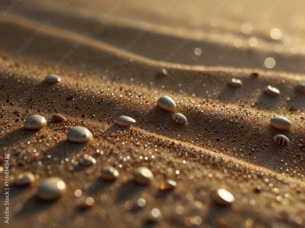 Seashells on a Sandy Beach at Sunset Seashells on a Sandy Beach at Sunset
