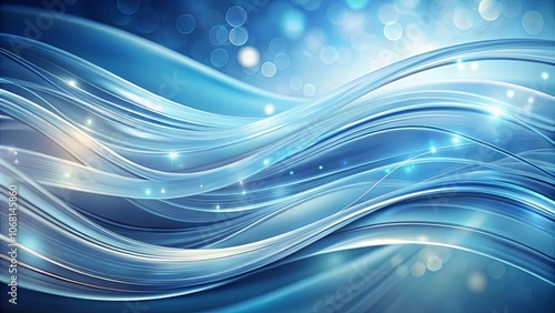 Abstract Flowing Lines and Glowing Lights on a Blue Background