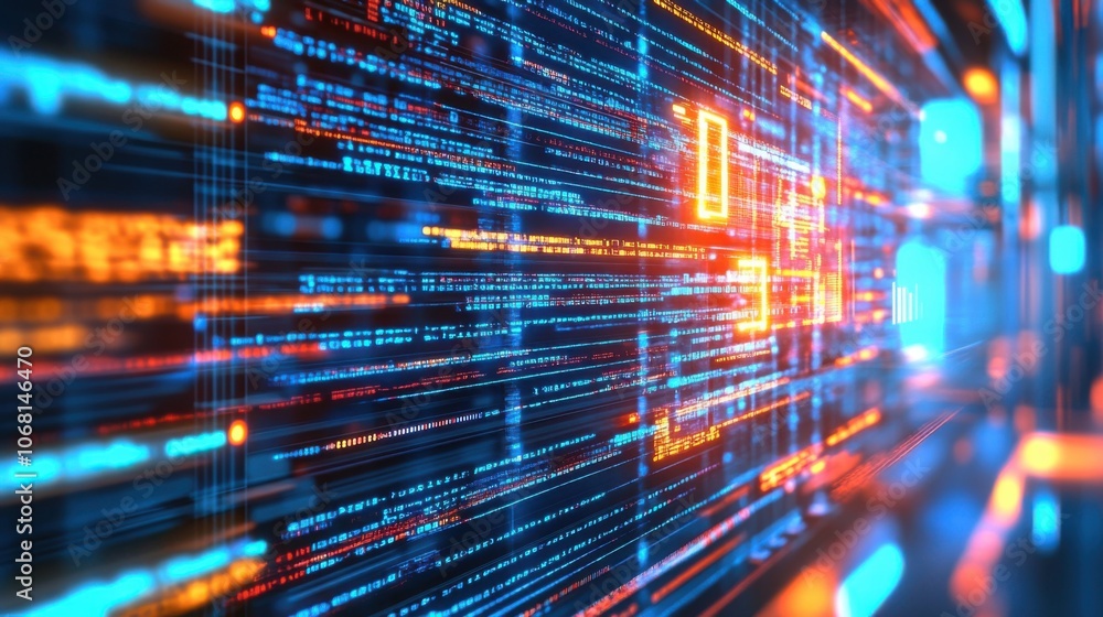 Fototapeta premium User Interface Coding on Laptop with Data Visualization