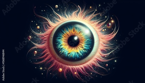 PNG Dreamcore eyeball iris art illustration. photo