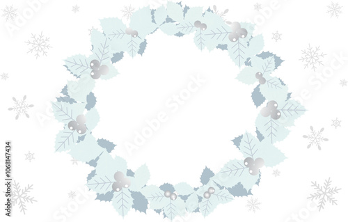 白銀のクリスマスリースのベクターイラスト背景素材