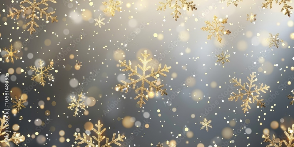 Golden Snowflakes on a Blurry Background Golden Snowflakes on a Blurry Background