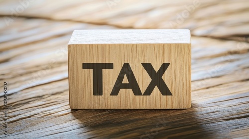 The word tax on a wooden block business and tax ideas taxation new year tax concept photo