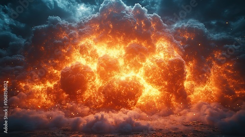 A dramatic depiction of a nuclear explosion, highlighting the devastating impact of atomic bombs and the grave dangers posed by nuclear war and energy misuse.