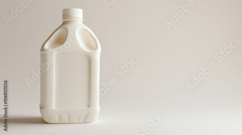 White plastic milk container bottle isolated on white photo