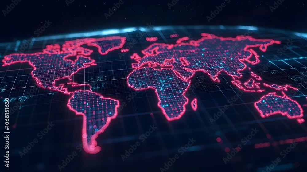 Digital World Map Futuristic Concept Digital World Map Futuristic Concept
