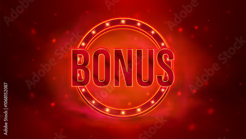 Casino bonus banner. Glowing bonus sign with lucky wheel. Spin bonus celebration. Vector illustration