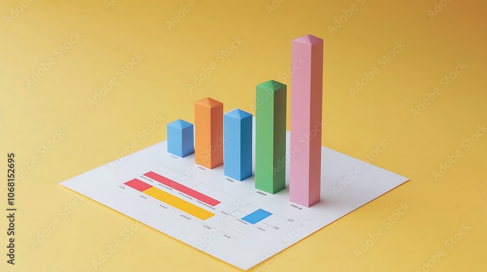 Business colorful bar graph chart on paper holograph, project 3d effect finance report presentation Business colorful bar graph chart on paper holograph, project 3d effect finance report presentation