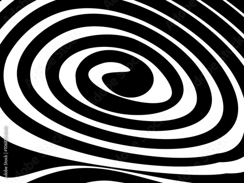 Black and white abstract ellipse background. Hypnosis pattern.