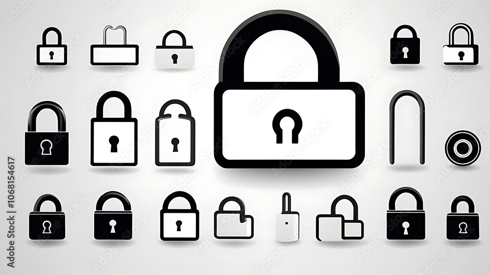 Minimalistic icon of a lock symbol logo for security and privacy on white background, concept logo icon Minimalistic icon of a lock symbol logo for security and privacy on white background, concept logo icon