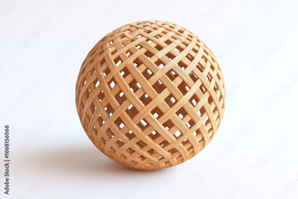 Fototapeta premium A decorative wooden sphere with an intricate woven pattern, showcasing craftsmanship and design.