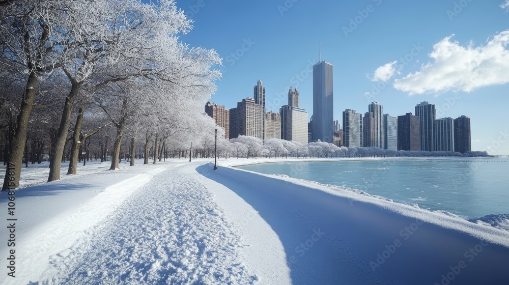 Fototapeta premium View on downtown chicago (winter)