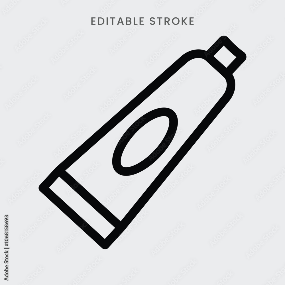 Toothpaste icon vector. Oral cleaning toothpaste tube symbol outline icon. Editable stroke Toothpaste icon vector. Oral cleaning toothpaste tube symbol outline icon. Editable stroke