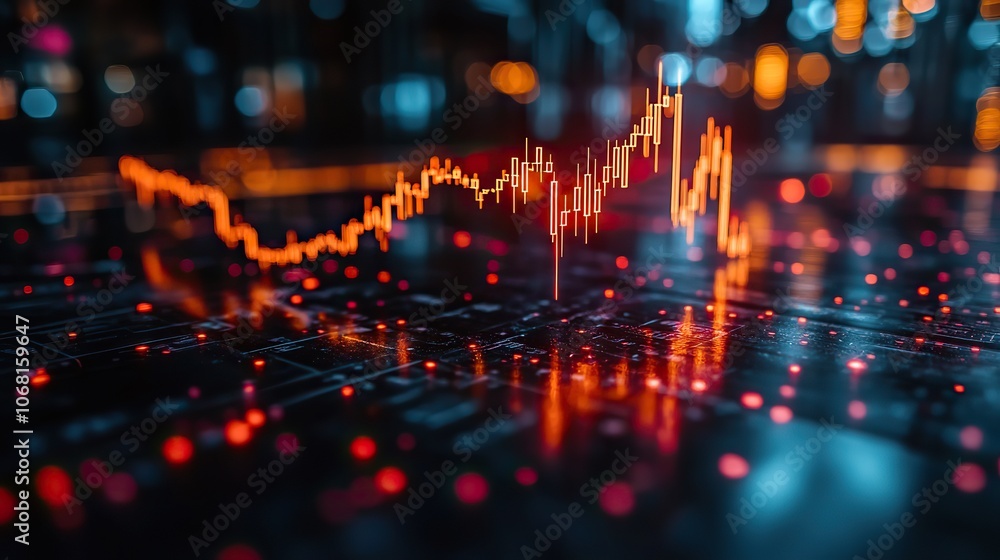 A glowing cryptocurrency candlestick chart on a dark background, symbolizing financial investment trends. A glowing cryptocurrency candlestick chart on a dark background, symbolizing financial investment trends.