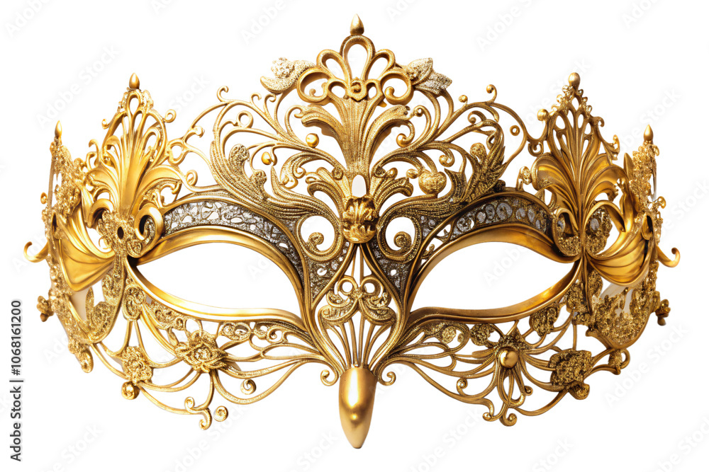 Luxurious golden party mask on a transparent background. Luxurious golden party mask on a transparent background.