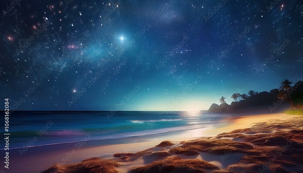 Fototapeta premium Beach Under Starry Sky